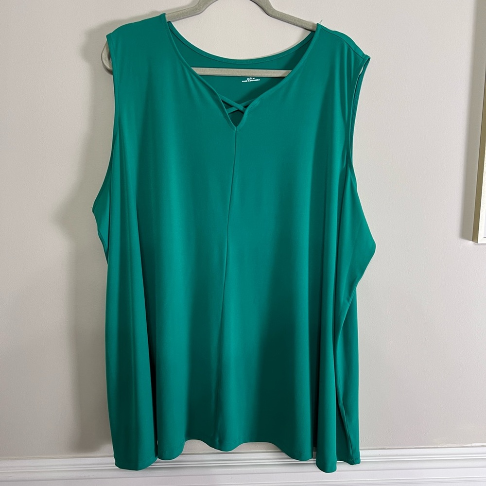 Catherines Green Sleeveless Shirt, size 4x